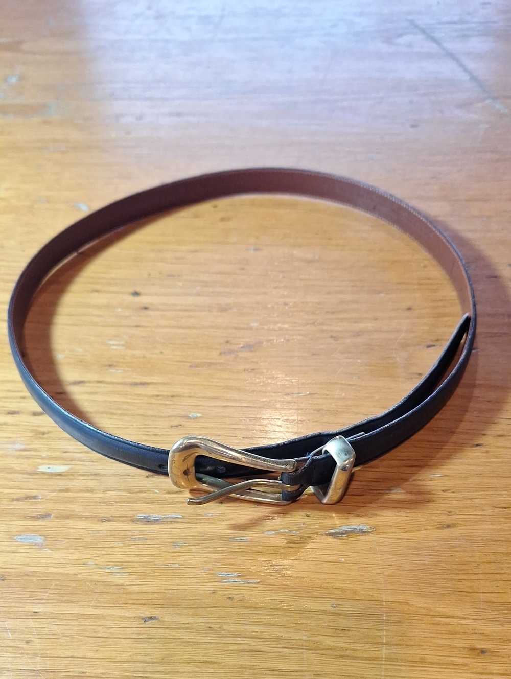 Coach Vintage Harness Skinny Black Leather Women's Belt with Brass Buckle